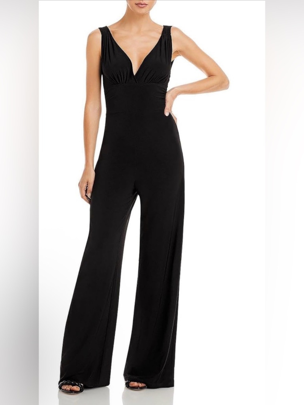 Black V-Neck Wide-Leg Jumpsuit - Brand
